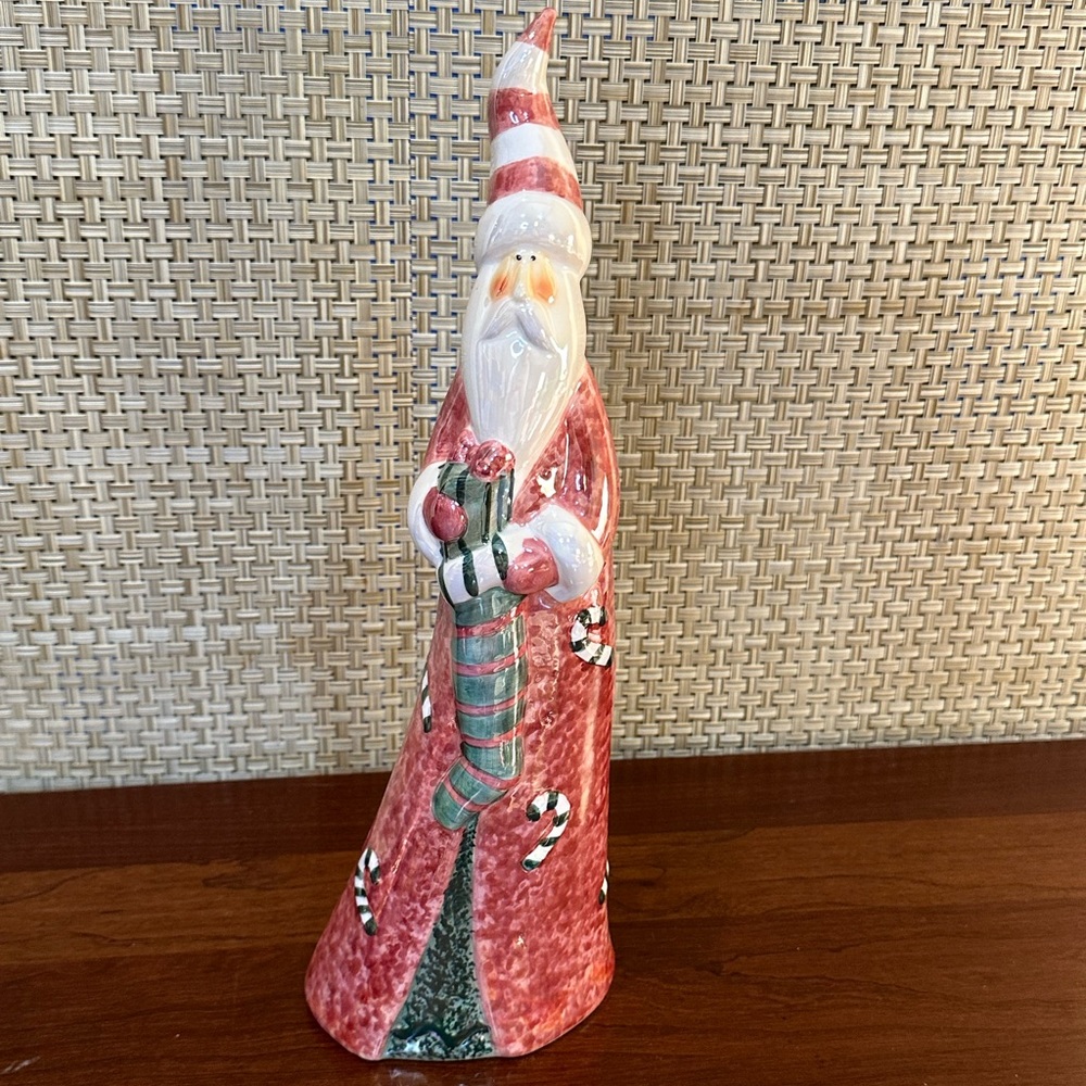 🎄🌟HP🌟NWOT Modern Tall Santa Pencil Figurine Iridescent Ceramic